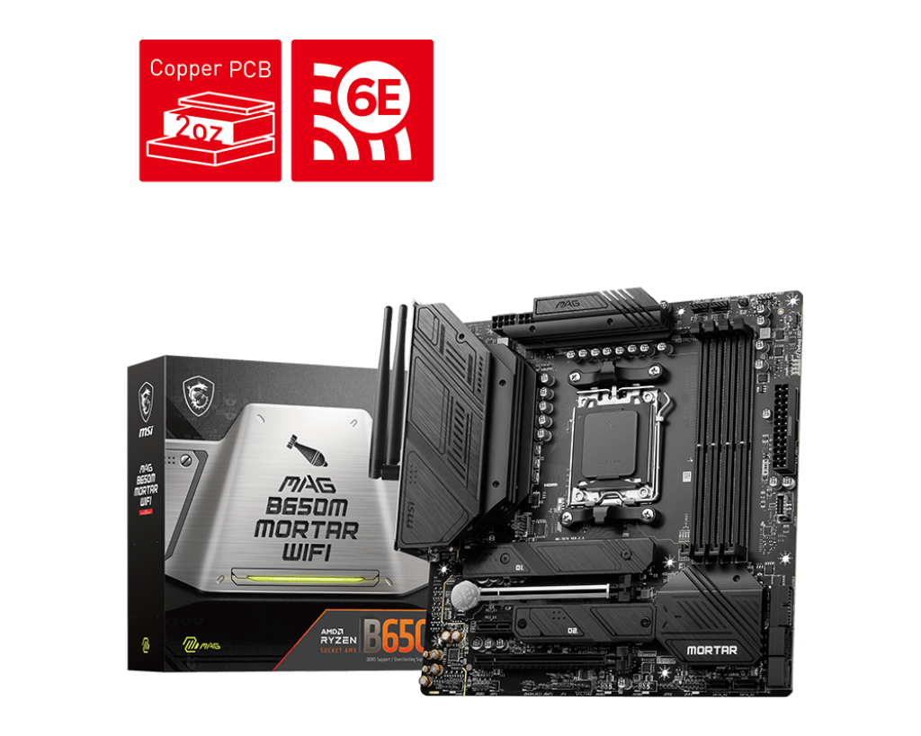 MSI MAG B650M Mortar WIFI AMD Ryzen 7000 Series AM5 Motherboard